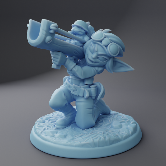Squirrel Launcher goblin (small humanoid)! Acorn Bomber Sculpted by Twin Goddess Miniatures for Tabletop Games, Dioramas and Statues