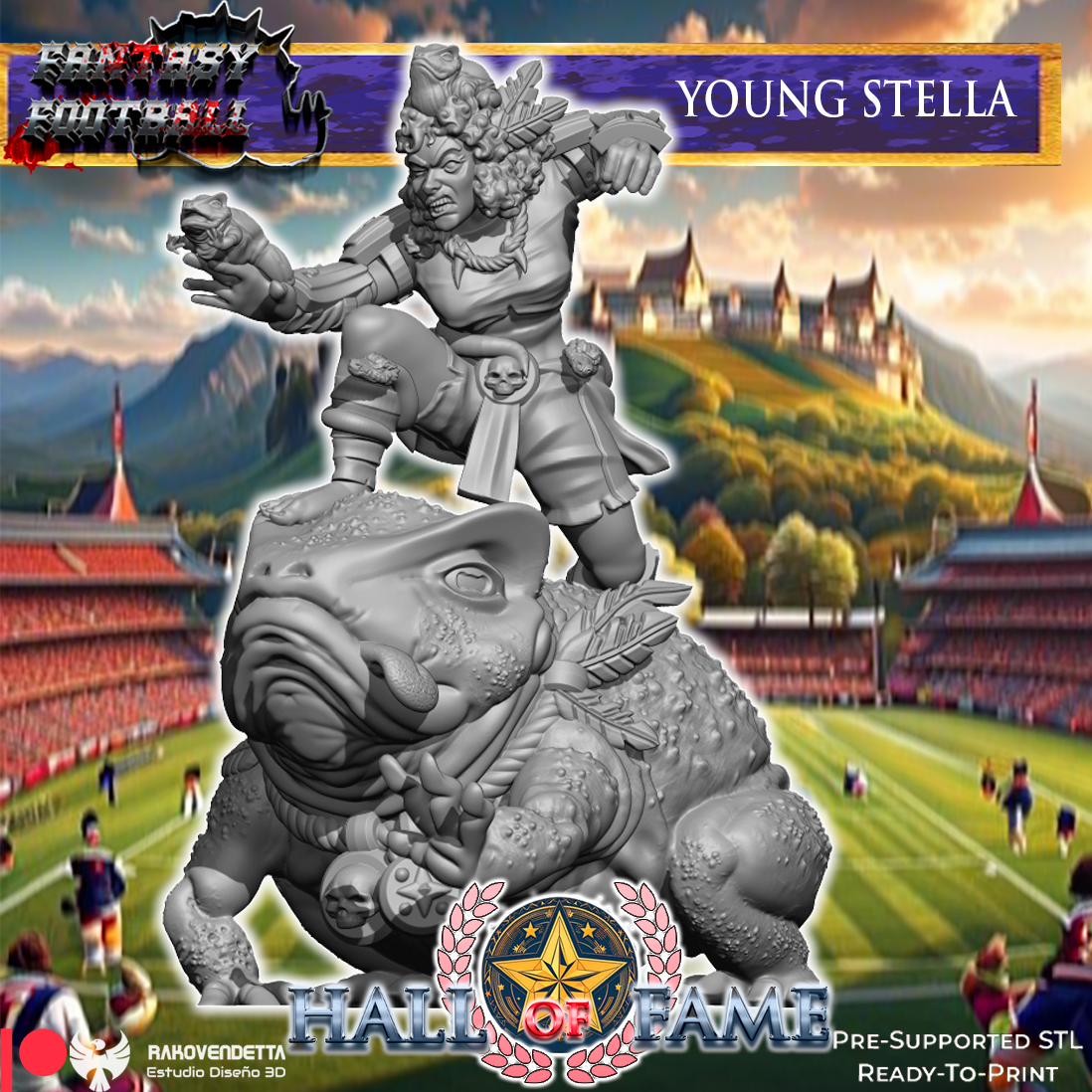 Young Stella the Amazon Frog Witch Fantasy Football Star Player by Rako Vendetta Miniatures for Tabletop Games, Dioramas and Statues