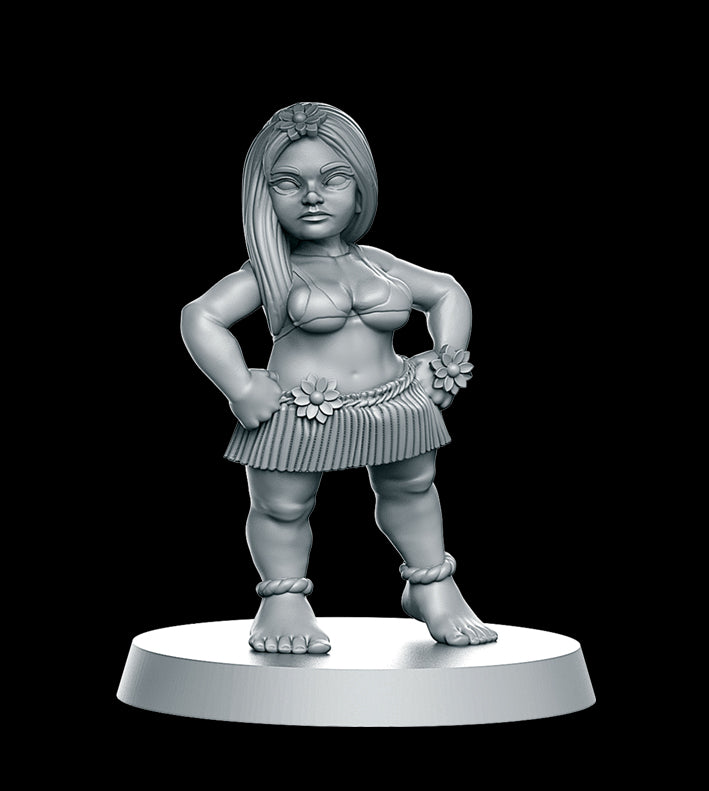 Halfling Hawai Hula Dancer Women Style Fantasy Football Team by RN Studios for Tabletop Games, Dioramas and Statues