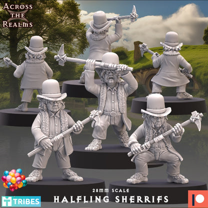 Male Halfling Sherrifs lawmen by Across the Realms for Tabletop Games, Dioramas and Statues, Available in 15mm, 28mm, 32mm, 32mm heroic, 54mm and 75mm Statue Scale