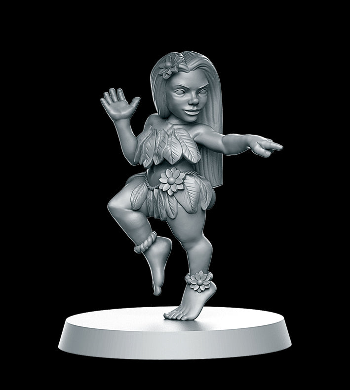 Halfling Hawai Hula Dancer Women Style Fantasy Football Team by RN Studios for Tabletop Games, Dioramas and Statues