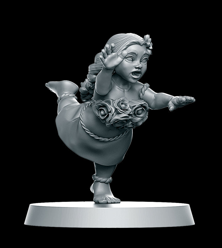 Halfling Hawai Hula Dancer Women Style Fantasy Football Team by RN Studios for Tabletop Games, Dioramas and Statues