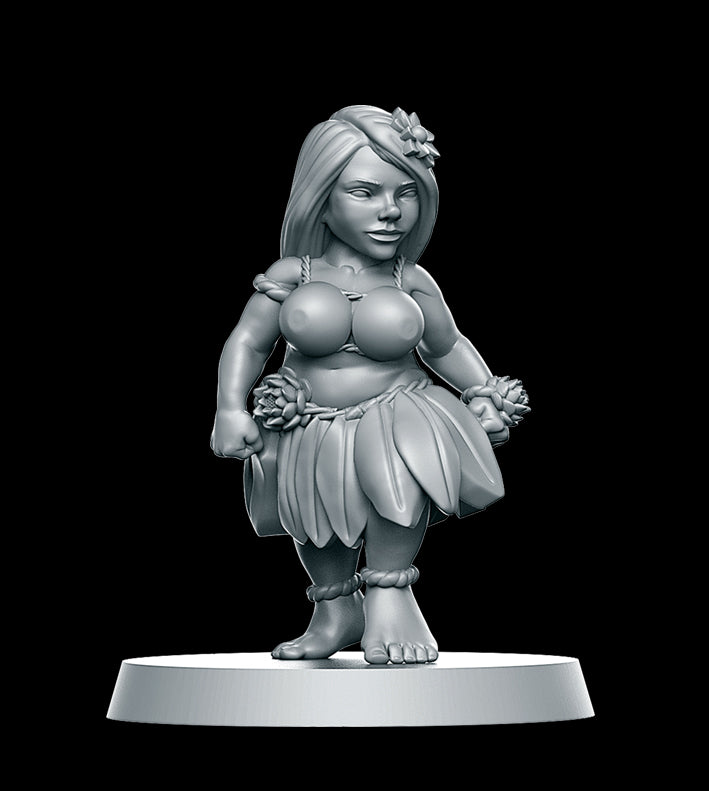 Halfling Hawai Hula Dancer Women Style Fantasy Football Team by RN Studios for Tabletop Games, Dioramas and Statues