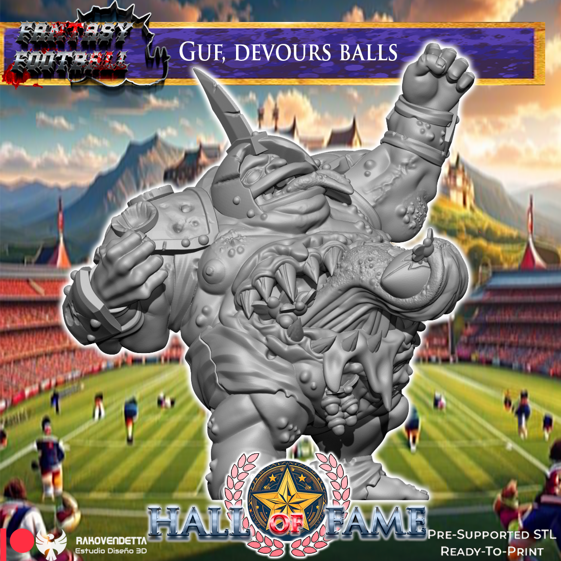 Guf Devours Balls Plague Worshipper Fantasy Football Star Player by Rako Vendetta Miniatures for Tabletop Games, Dioramas and Statues