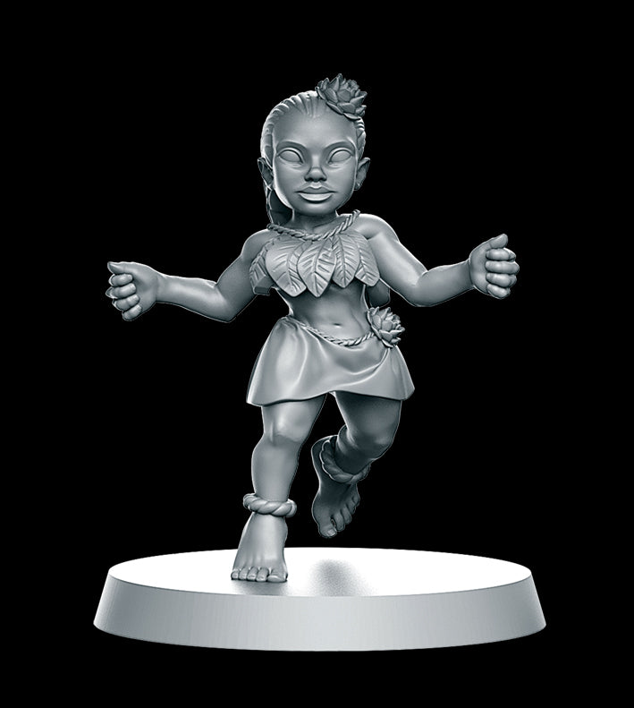 Halfling Hawai Hula Dancer Women Style Fantasy Football Team by RN Studios for Tabletop Games, Dioramas and Statues