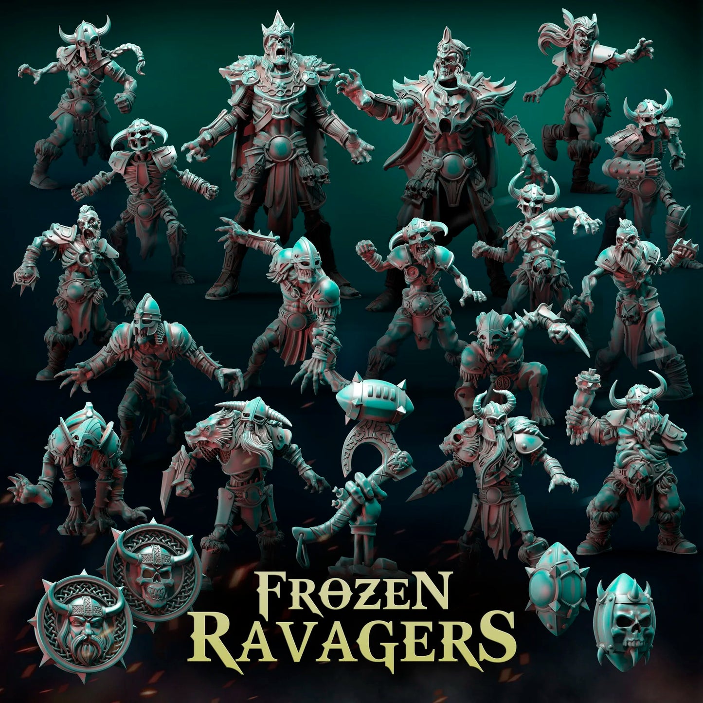 Frozen Ravagers Undead Vikings Fantasy Football Team Sculpted by Punga Miniatures