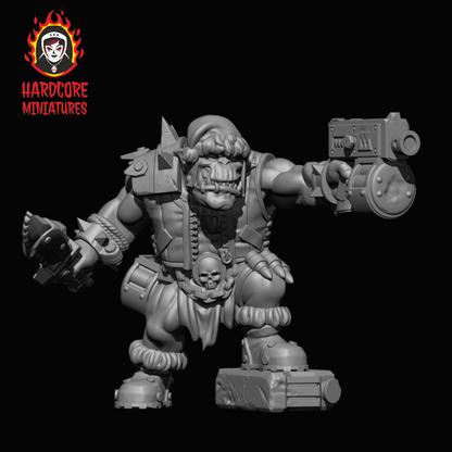 Hardcore Rider Orc Leader With Pistol and Dagger Normal and Santa Hat Versions Sculpted by Hardcore Miniatures for Tabletop Games, Dioramas and Statues