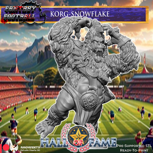 Korg Snowflake Yeti Fantasy Football Star Player by Rako Vendetta Miniatures for Tabletop Games, Dioramas and Statues