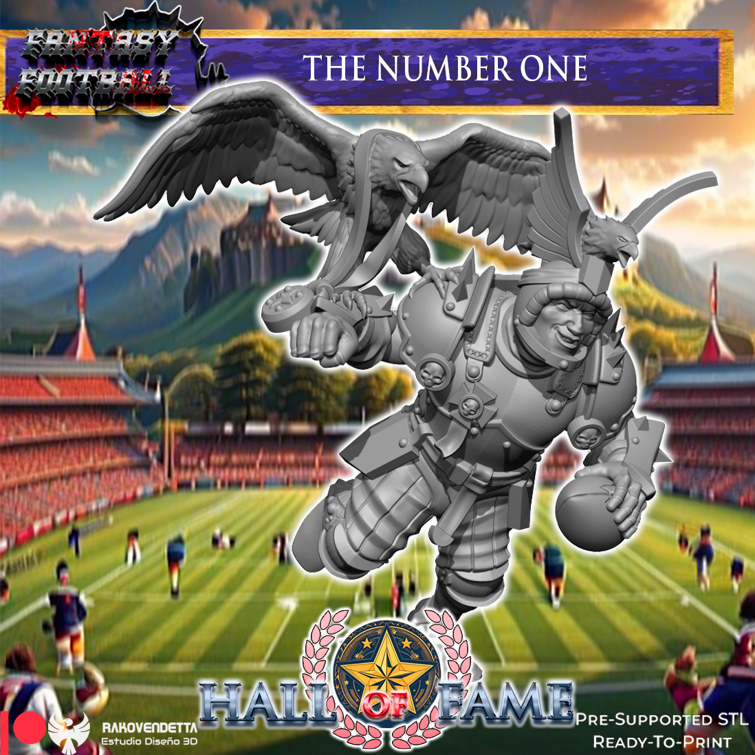 The Number One Human Fantasy Football Star Player by Rako Vendetta Miniatures for Tabletop Games, Dioramas and Statues