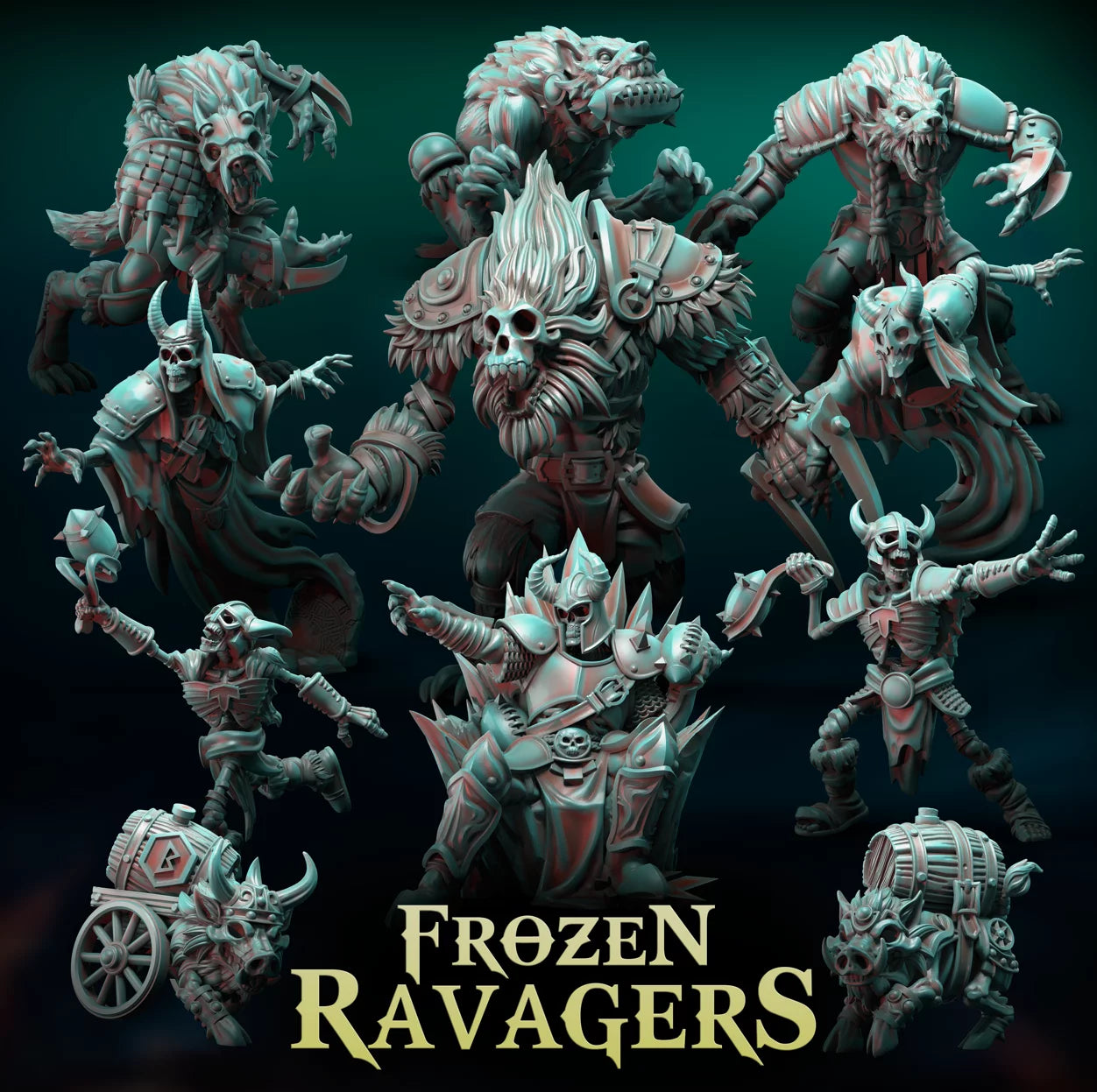 Frozen Ravagers Undead Vikings Fantasy Football Team Sculpted by Punga Miniatures