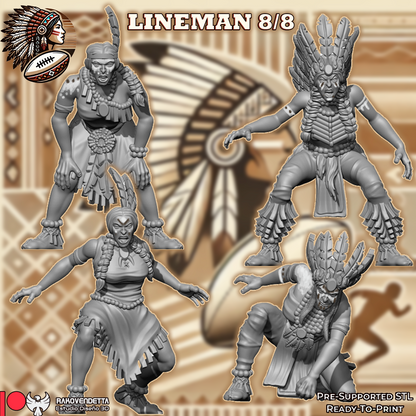 Amazon Plains Native American Style Fantasy Football Team by Rako Vendetta Miniatures for Tabletop Games, Dioramas and Statues