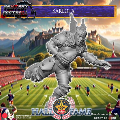 Karlota Human Fantasy Football Star Player by Rako Vendetta Miniatures for Tabletop Games, Dioramas and Statues