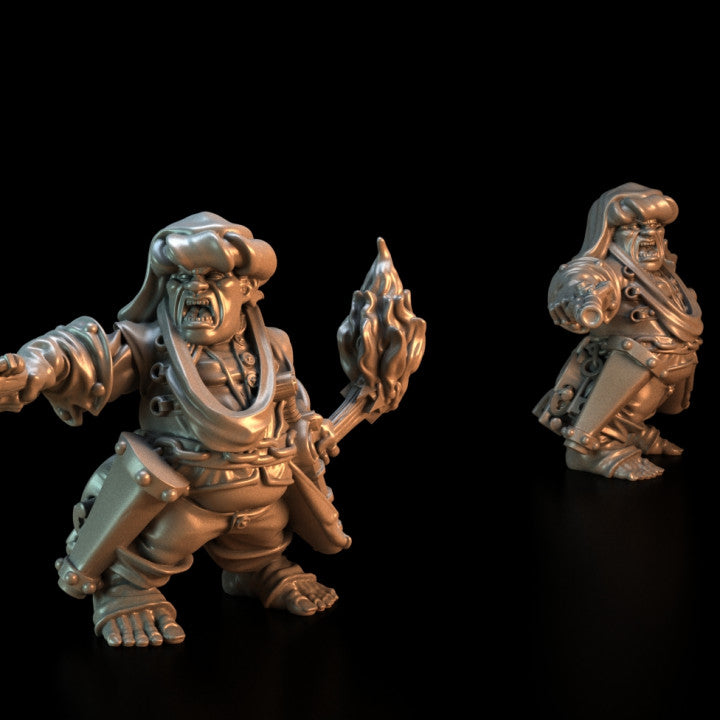 Halfling Witch Hunter Captain with Pistol and Torch by Ezipion for Tabletop Games, Dioramas and Statues, Available in 15mm, 28mm, 32mm, 32mm heroic, 54mm and 75mm Statue Scale