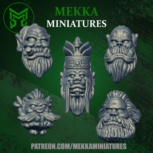 Ard Finkas Orc Nerds Pack of 5 Heads for Greenskins Collectors Sculpted by Mekka Miniatures for Tabletop Games, Dioramas and Statues