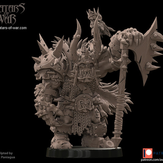 Orc Boss #1 Greenskin Leader Sculpted by Avatars of War Miniatures for Tabletop Games, Dioramas and Statues