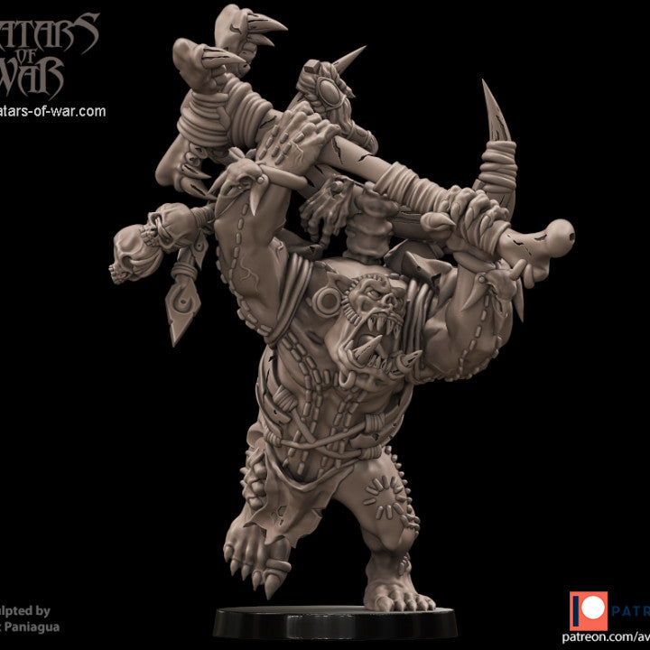 Orc Savage Boss #3 Greenskin Leader Sculpted by Avatars of War Miniatures for Tabletop Games, Dioramas and Statues