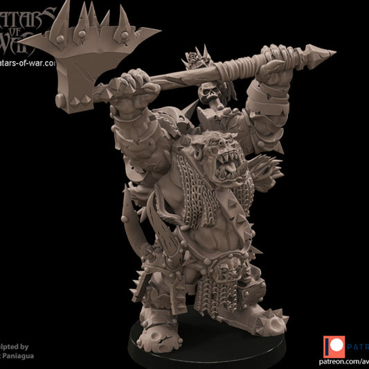 Orc Boss #4 Greenskin Leader Sculpted by Avatars of War Miniatures for Tabletop Games, Dioramas and Statues