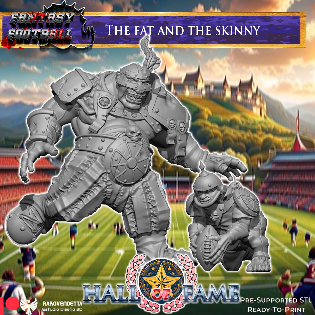 The Fat and the Skinny Fantasy Football Star Player by Rako Vendetta Miniatures for Tabletop Games, Dioramas and Statues