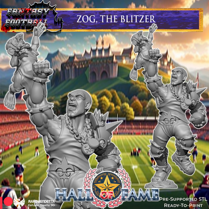 Zog the Blitzer Human Fantasy Football Star Player by Rako Vendetta Miniatures for Tabletop Games, Dioramas and Statues