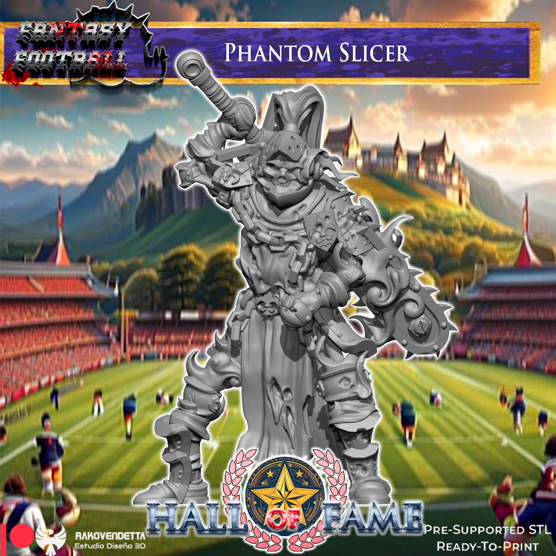 Phantom Slicer Undead Chainsaw Fantasy Football Star Player by Rako Vendetta Miniatures for Tabletop Games, Dioramas and Statues