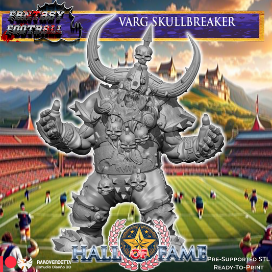 Varg Skullbreaker Orc Fantasy Football Star Player by Rako Vendetta Miniatures for Tabletop Games, Dioramas and Statues