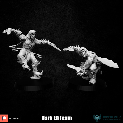 Elfos Oscuros Dark Elf Fantasy Football Team by Rako Vendetta Miniatures for Tabletop Games, Dioramas and Statues