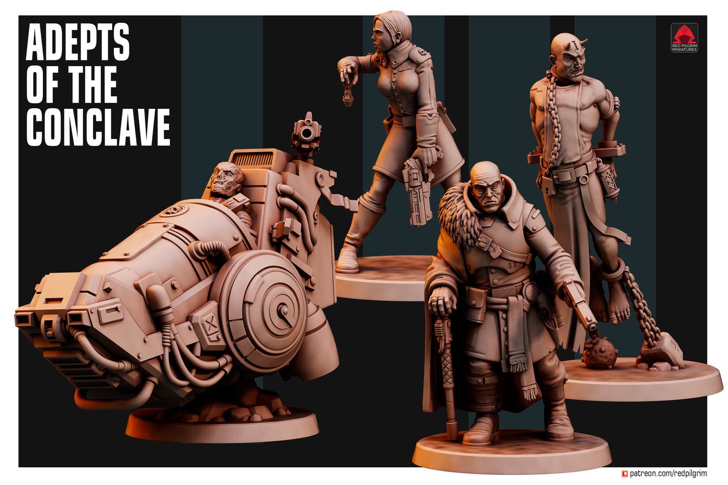 Adepts of the Conclave Sculpted by Red Pilgrim, Perfect for 28mm-32mm Scale Miniature Wargaming and Dioramas