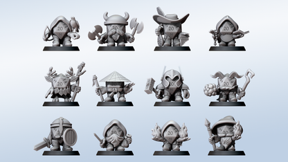 D20 Bakers Dozen Set, All 12 5e Classes Plus Artificer Construct Hero's (Small) by Minitaurus for Tabletop Games, Dioramas and Statues, Available in 15mm, 28mm, 32mm, 32mm heroic, 54mm and 75mm Statue Scale