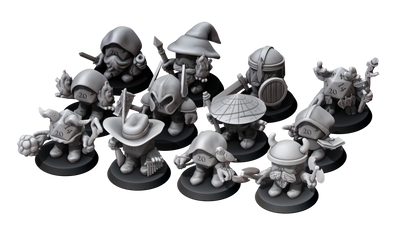 D20 Bakers Dozen Set, All 12 5e Classes Plus Artificer Construct Hero's (Small) by Minitaurus for Tabletop Games, Dioramas and Statues, Available in 15mm, 28mm, 32mm, 32mm heroic, 54mm and 75mm Statue Scale