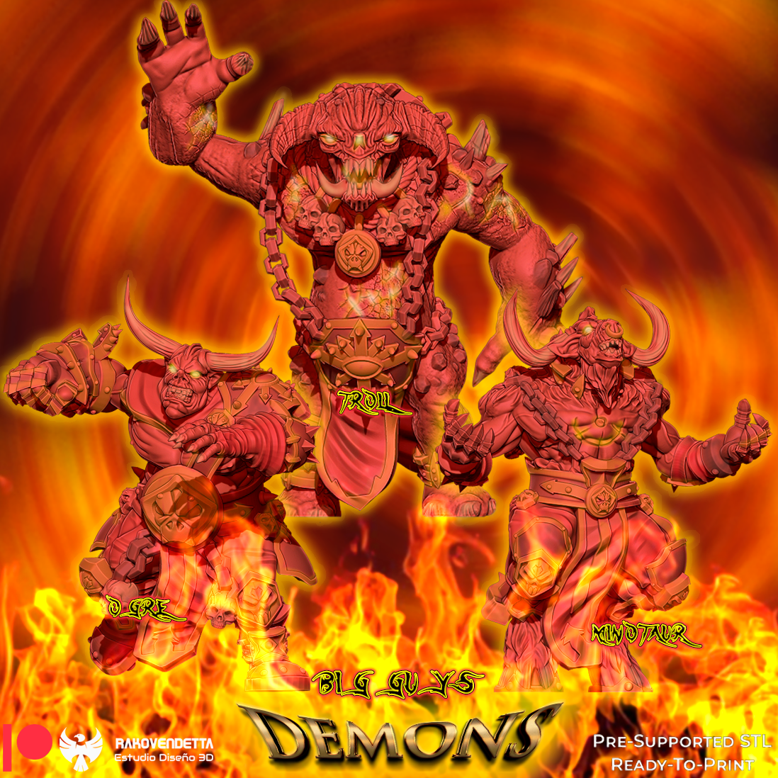 Demonios Red Blood Demons Fantasy Football Team by Rako Vendetta Miniatures for Tabletop Games, Dioramas and Statues