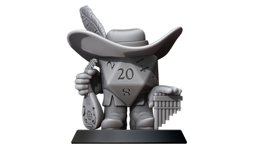 D20 Bard Construct Hero (Small) by Minitaurus for Tabletop Games, Dioramas and Statues, Available in 15mm, 28mm, 32mm, 32mm heroic, 54mm and 75mm Statue Scale