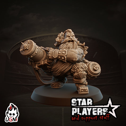Baruk Dwarf Fantasy Football Star Player Sculpted by Ugni Miniatures for Tabletop Games, Dioramas and Statues