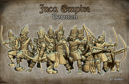 Inca Empire Bowmen Historical and Fantasy Wargaming Sculpted by Red Copper Miniatures for Tabletop Games, Dioramas and Statues, Available in 15mm, 20mm, 28mm, 32mm, 54mm and 75mm Statue Scale