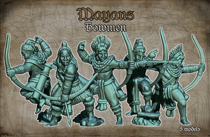 Maya Archers Historical and Fantasy Wargaming Sculpted by Red Copper Miniatures for Tabletop Games, Dioramas and Statues, Available in 15mm, 20mm, 28mm, 32mm, 54mm and 75mm Statue Scale