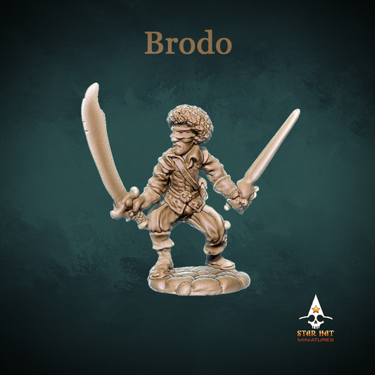 Brodo Human Rogue and Cloaked Warrior, Skilled Dual Wielding Fighter Sculpted by Star Hat Miniatures for Tabletop Games, Dioramas and Statues, Available in 15mm, 28mm, 32mm, 32mm heroic, 54mm and 75mm Statue Scale