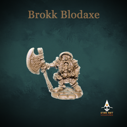 Brok Bloodaxe Dwarf Housecarl Warrior, Thane and Fighter with Great Axe and Eye Patch, Sculpted by Star Hat Miniatures for Tabletop Games, Dioramas and Statues, Available in 15mm, 28mm, 32mm, 32mm heroic, 54mm and 75mm Statue Scale