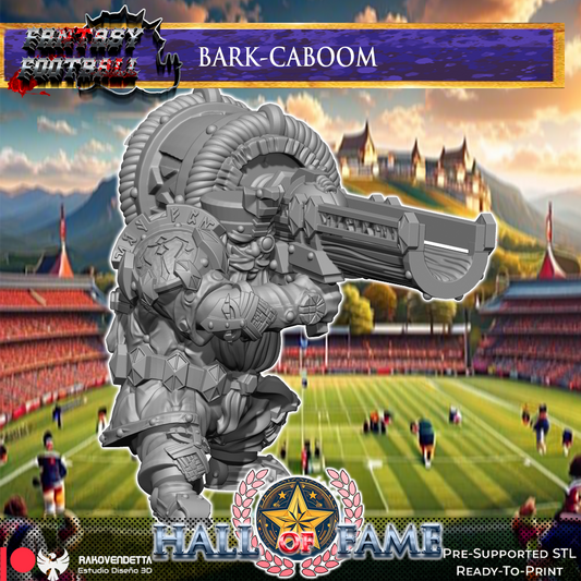 Bark-Caboom Dwarf Cannoneer Fantasy Football Star Player by Rako Vendetta Miniatures for Tabletop Games, Dioramas and Statues