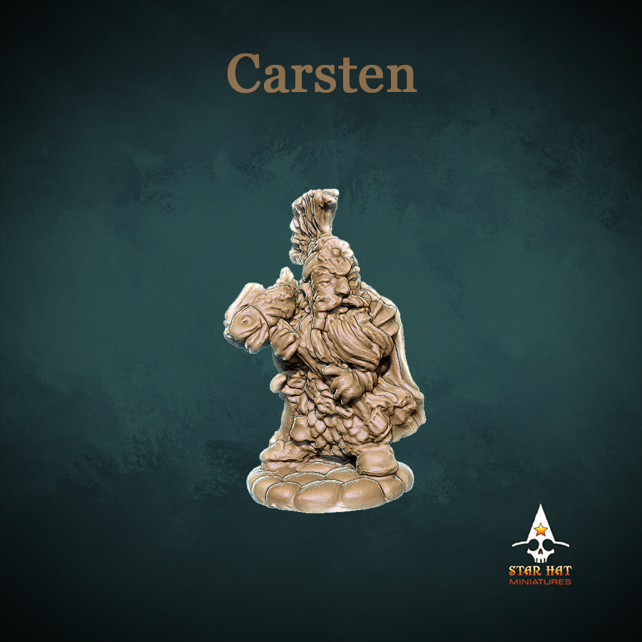 Carsten Dwarf Housecarl Warrior, Thane and Fighter with Fish Mace Sculpted by Star Hat Miniatures for Tabletop Games, Dioramas and Statues, Available in 15mm, 28mm, 32mm, 32mm heroic, 54mm and 75mm Statue Scale