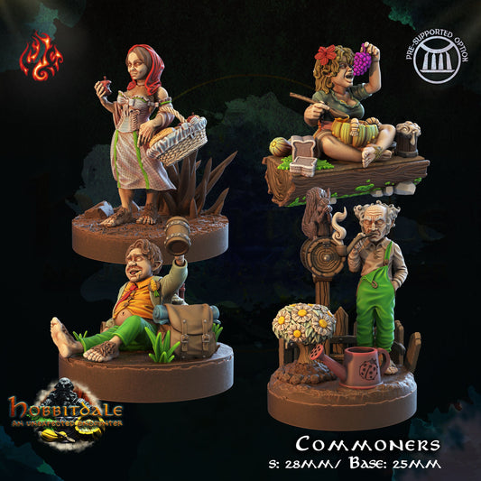 Halfling Commoners by Crippled God Foundry for Tabletop Games, Dioramas and Statues, Available in 15mm, 28mm, 32mm, 32mm heroic, 54mm and 75mm Statue Scale