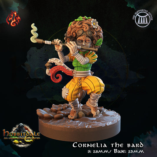 Halfling Cornelia the Bard with Flute by Crippled God Foundry for Tabletop Games, Dioramas and Statues, Available in 15mm, 28mm, 32mm, 32mm heroic, 54mm and 75mm Statue Scale