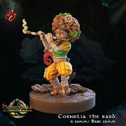 Halfling Cornelia the Bard with Flute by Crippled God Foundry for Tabletop Games, Dioramas and Statues, Available in 15mm, 28mm, 32mm, 32mm heroic, 54mm and 75mm Statue Scale