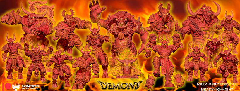 Demonios Red Blood Demons Fantasy Football Team by Rako Vendetta Miniatures for Tabletop Games, Dioramas and Statues