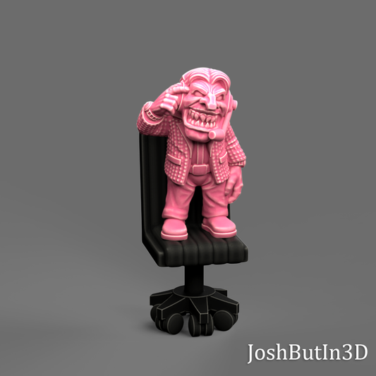 Da Brain Goblin (small) Professional Referee from Space and Weasel of the Ring With Chair by Josh Butlin 3D Games for Tabletop Games, Dioramas and Statues, Available in 15mm, 28mm, 32mm, 32mm heroic, 54mm and 75mm Statue Scale