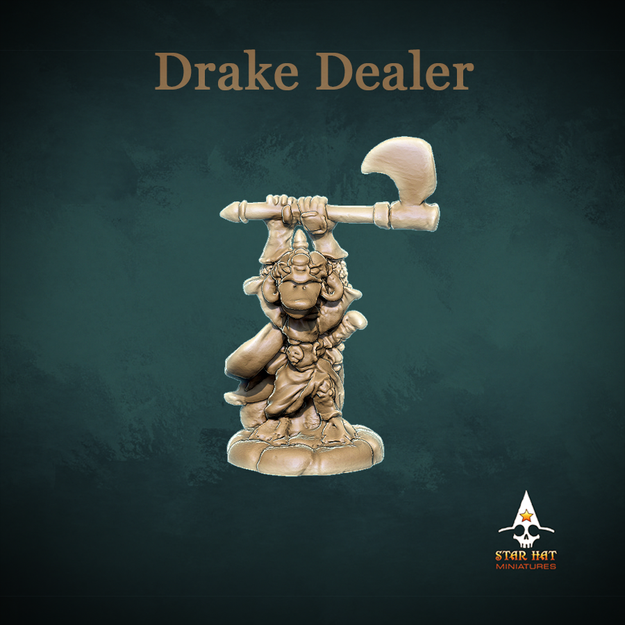 Drake Dealer Duck-Folk, Aarakocra Khanard Warlord and Barbarian Chieftan of the Ponds by Star Hat Miniatures for Tabletop Games, Dioramas and Statues, Available in 15mm, 28mm, 32mm, 32mm heroic, 54mm and 75mm Statue Scale