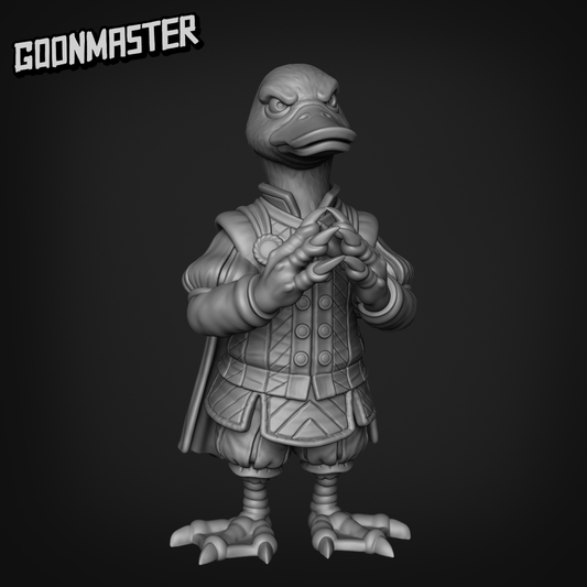 Duck Lord 2A Duck-Folk, Aarakocra Khanard Fantasy Style Noble and Trader NPC by Goonmaster Games for Tabletop Games, Dioramas and Statues, Available in 15mm, 28mm, 32mm, 32mm heroic, 54mm and 75mm Statue Scale