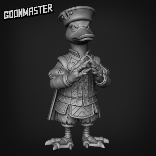 Duck Lord 2B Duck-Folk, Aarakocra Khanard Fantasy Style Noble and Trader NPC by Goonmaster Games for Tabletop Games, Dioramas and Statues, Available in 15mm, 28mm, 32mm, 32mm heroic, 54mm and 75mm Statue Scale