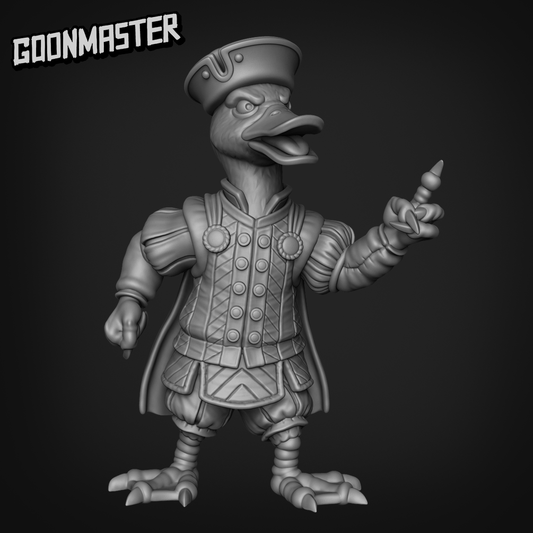 Lord 3B Duck-Folk, Aarakocra Khanard Fantasy Style Noble and Trader NPC by Goonmaster Games for Tabletop Games, Dioramas and Statues, Available in 15mm, 28mm, 32mm, 32mm heroic, 54mm and 75mm Statue Scale