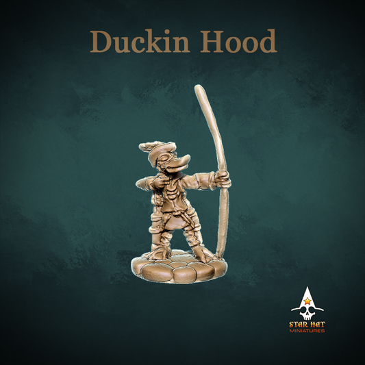 Duckin Hood Duck-Folk, Aarakocra Khanard Rogue and Ranger with Bow by Star Hat Miniatures for Tabletop Games, Dioramas and Statues, Available in 15mm, 28mm, 32mm, 32mm heroic, 54mm and 75mm Statue Scale