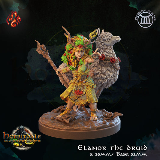 Elanor the Druid Halfling with Lama Companion by Crippled God Foundry for Tabletop Games, Dioramas and Statues, Available in 15mm, 28mm, 32mm, 32mm heroic, 54mm and 75mm Statue Scale