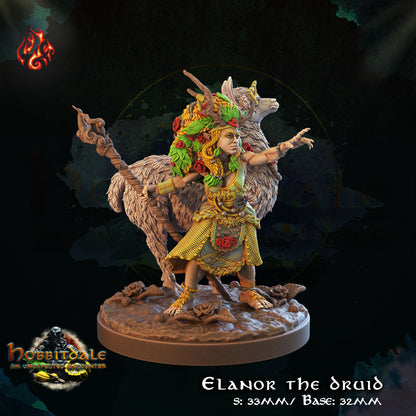 Elanor the Druid Halfling with Lama Companion by Crippled God Foundry for Tabletop Games, Dioramas and Statues, Available in 15mm, 28mm, 32mm, 32mm heroic, 54mm and 75mm Statue Scale